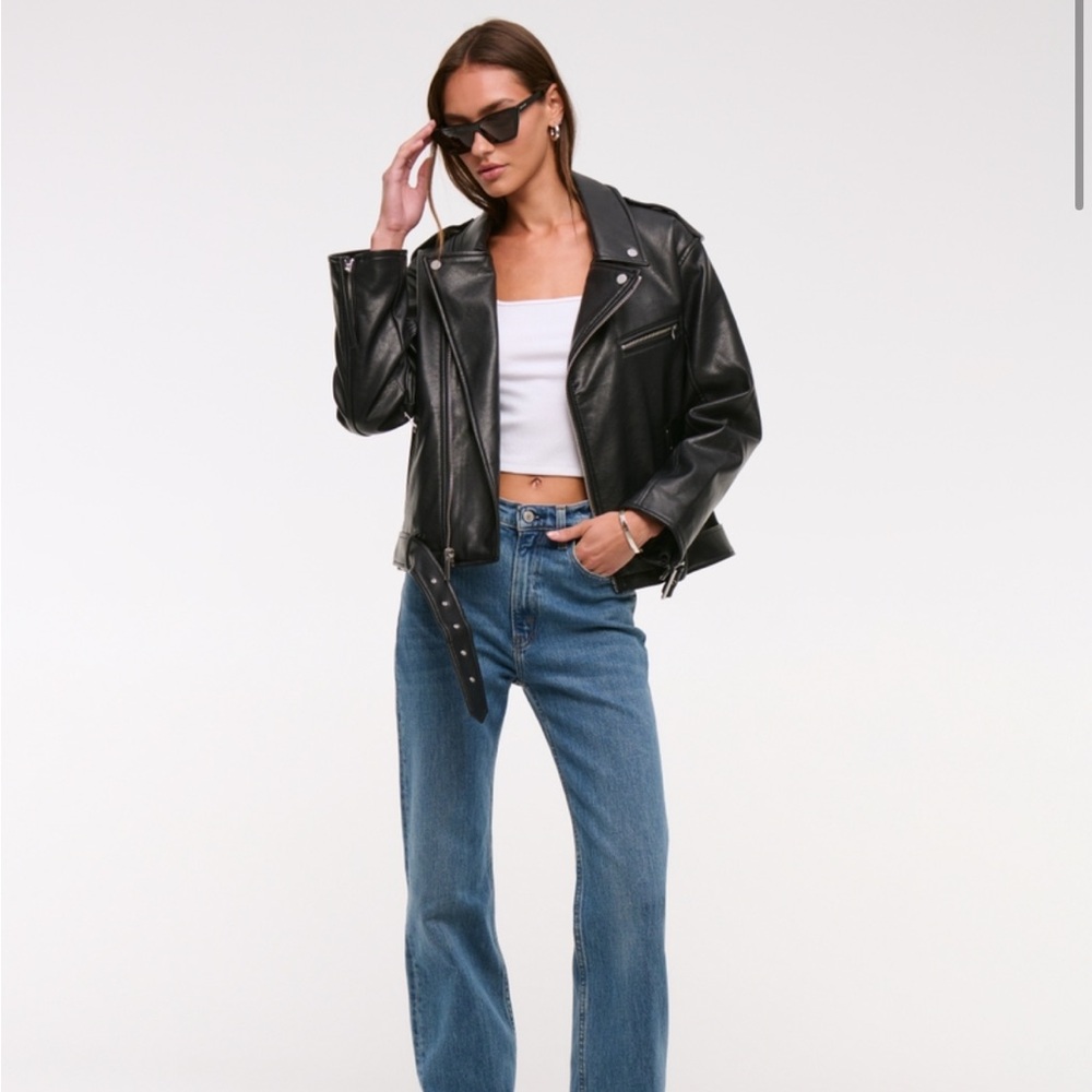 Abercrombie & Fitch Charcoal Vegan Leather Jacket